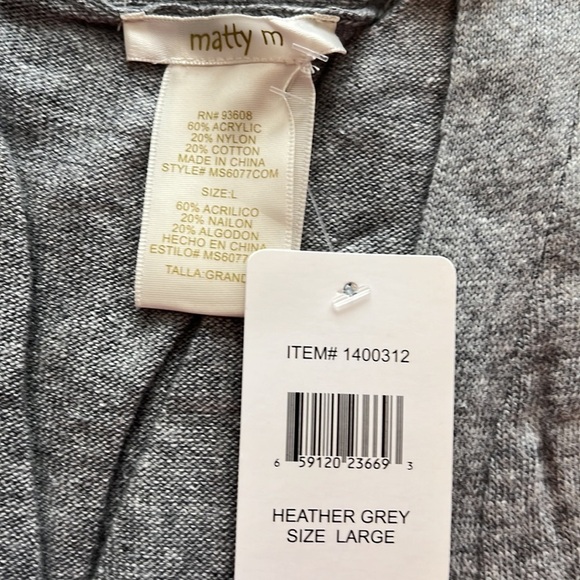 Matty M Gray Lightweight Duster Cardigan NWT Sz Large - Picture 6 of 8